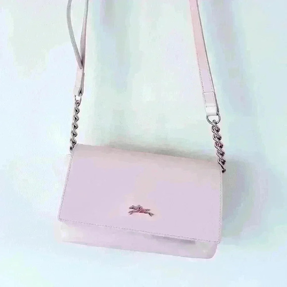 Longchamp Light PinkLeather Flap Honore Crossbody Bag